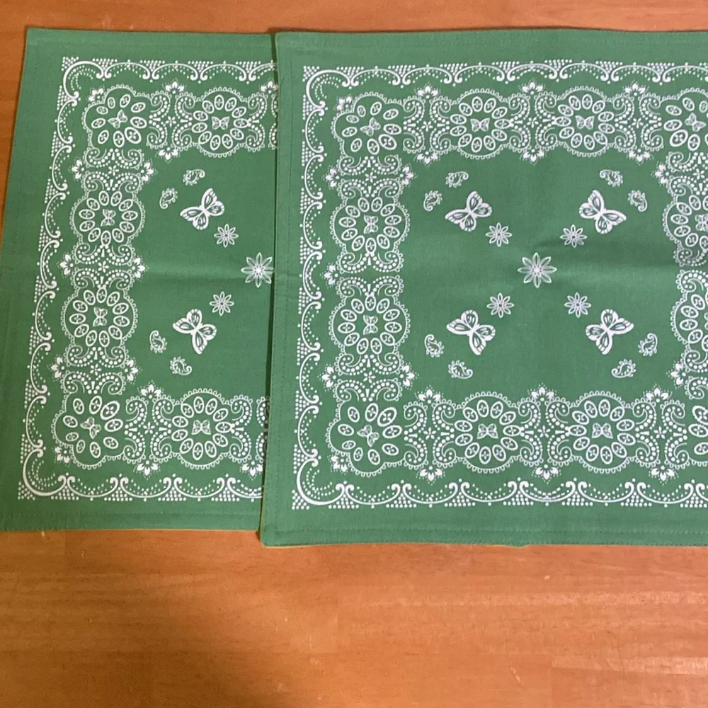 The Pioneer Woman Reversible Bandana Style Placemat 15 X 15 green yellow